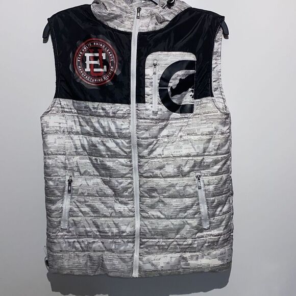 ECKO Unlimited Men's Black & Gray Zip Up Sleeveless Hoodie Vest Size S - Picture 1 of 11